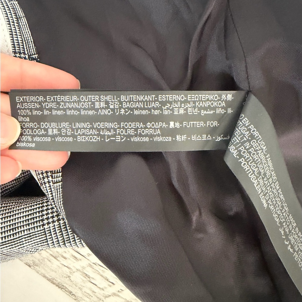 Massimo Dutti Elegant Gray Blazer Size 10 Linen Plaid Jacket - Picture 11 of 15